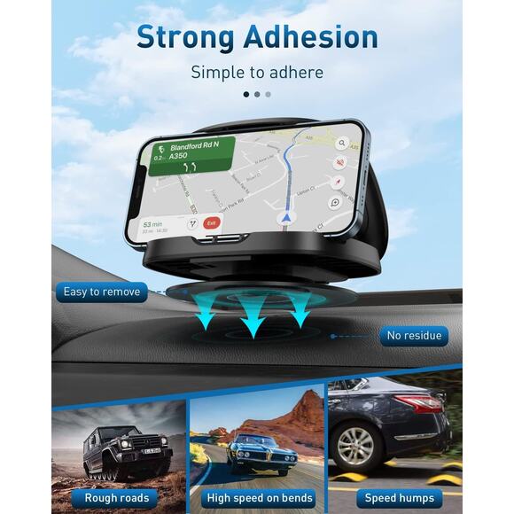 NWT Awelbuy Smartphones Mount Car,360 Rotatable DashboardWashable Reusable,Black - Picture 1 of 4
